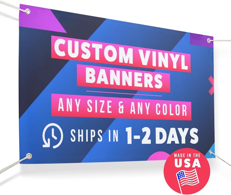 CustomForMe Personalized Vinyl Banner – Vinyl Printed Customizable Banner for Indoor and Outdoor Use (4'x8') - Image 1